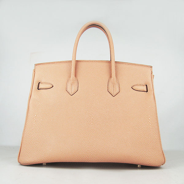 High Quality Fake Hermes Birkin 35CM Pearl Veins Leather Bag Orange 6089 - Click Image to Close